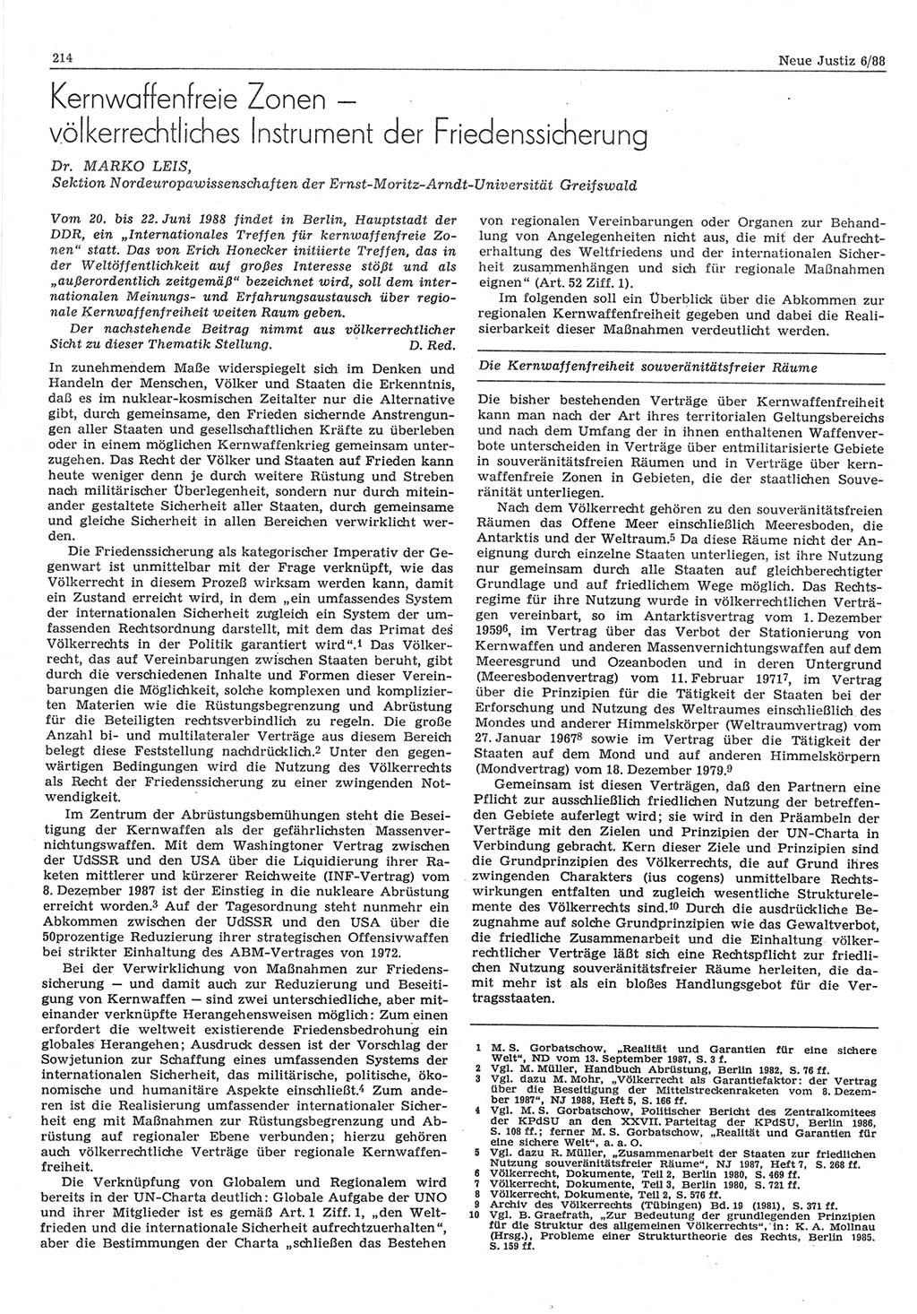 Neue Justiz (NJ), Zeitschrift für sozialistisches Recht und Gesetzlichkeit [Deutsche Demokratische Republik (DDR)], 42. Jahrgang 1988, Seite 214 (NJ DDR 1988, S. 214)