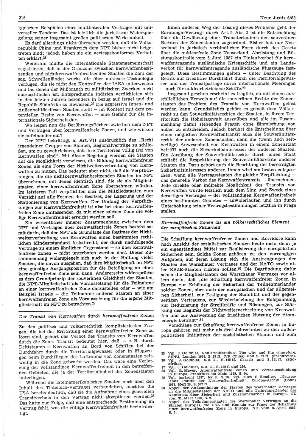 Neue Justiz (NJ), Zeitschrift für sozialistisches Recht und Gesetzlichkeit [Deutsche Demokratische Republik (DDR)], 42. Jahrgang 1988, Seite 216 (NJ DDR 1988, S. 216)
