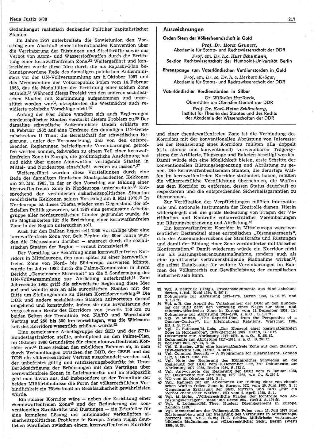 Neue Justiz (NJ), Zeitschrift für sozialistisches Recht und Gesetzlichkeit [Deutsche Demokratische Republik (DDR)], 42. Jahrgang 1988, Seite 217 (NJ DDR 1988, S. 217)