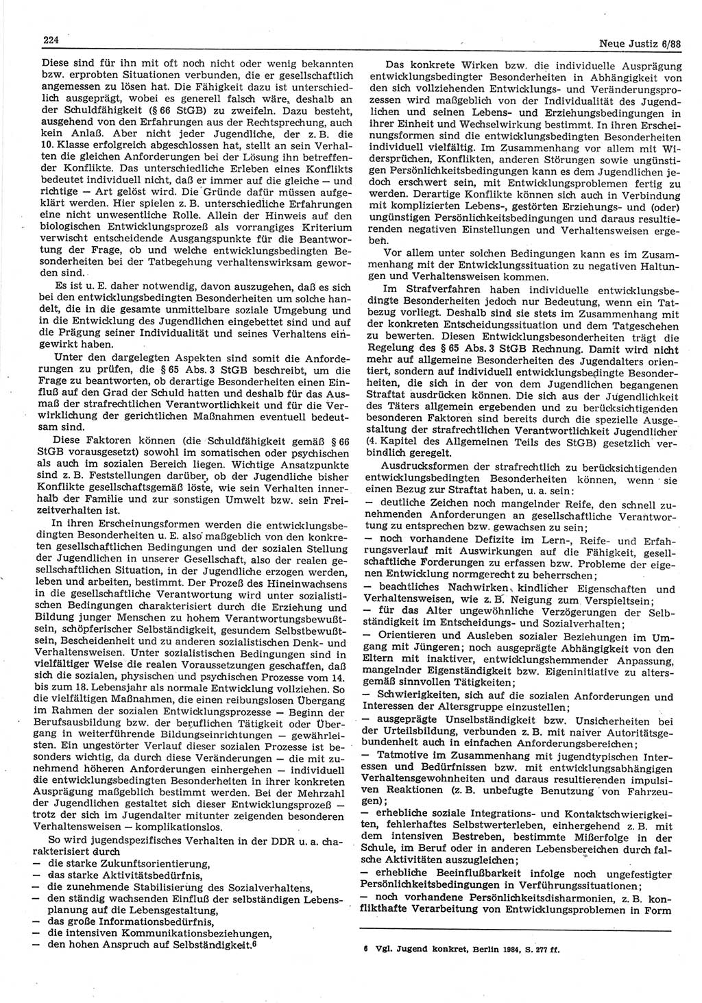Neue Justiz (NJ), Zeitschrift für sozialistisches Recht und Gesetzlichkeit [Deutsche Demokratische Republik (DDR)], 42. Jahrgang 1988, Seite 224 (NJ DDR 1988, S. 224)