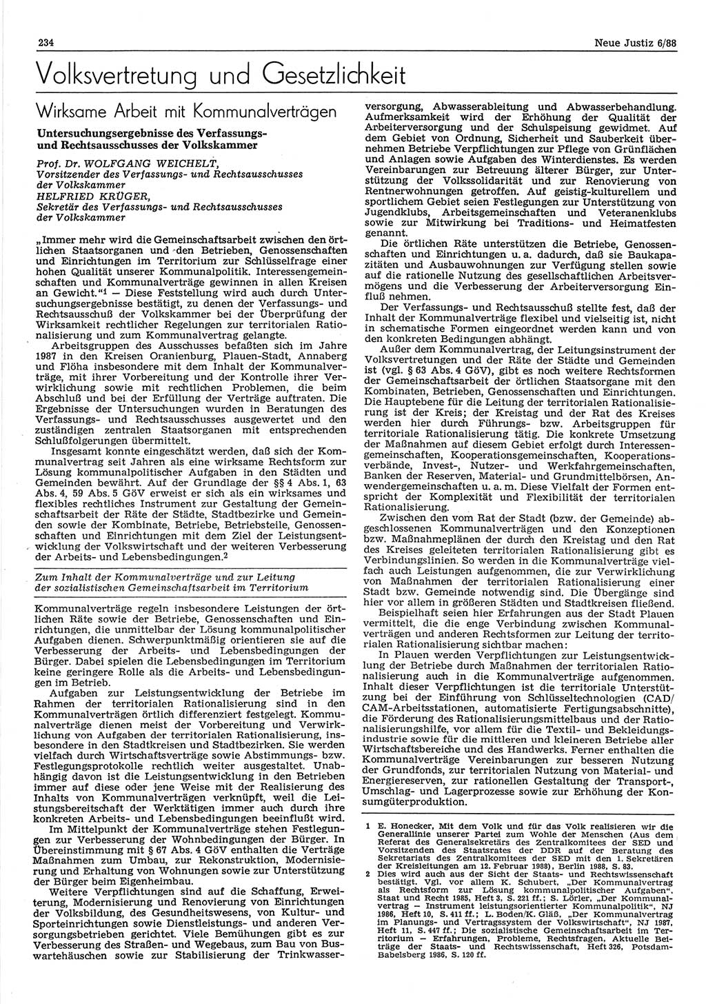 Neue Justiz (NJ), Zeitschrift für sozialistisches Recht und Gesetzlichkeit [Deutsche Demokratische Republik (DDR)], 42. Jahrgang 1988, Seite 234 (NJ DDR 1988, S. 234)