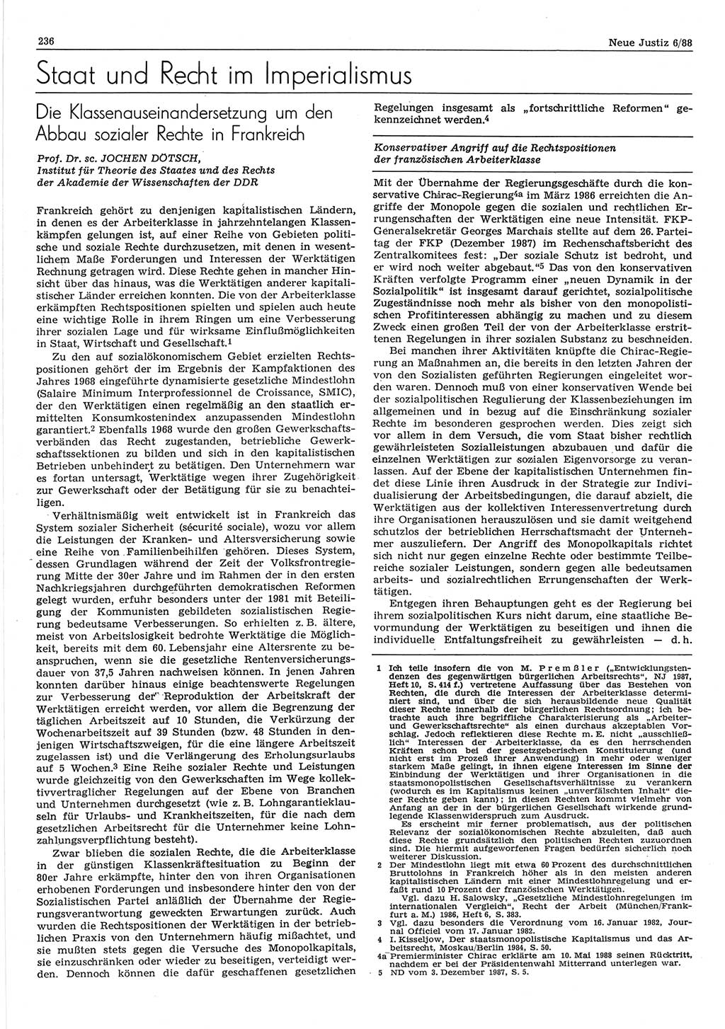 Neue Justiz (NJ), Zeitschrift für sozialistisches Recht und Gesetzlichkeit [Deutsche Demokratische Republik (DDR)], 42. Jahrgang 1988, Seite 236 (NJ DDR 1988, S. 236)