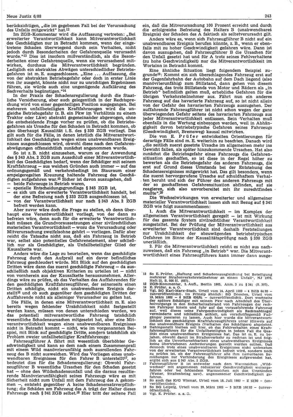 Neue Justiz (NJ), Zeitschrift für sozialistisches Recht und Gesetzlichkeit [Deutsche Demokratische Republik (DDR)], 42. Jahrgang 1988, Seite 243 (NJ DDR 1988, S. 243)