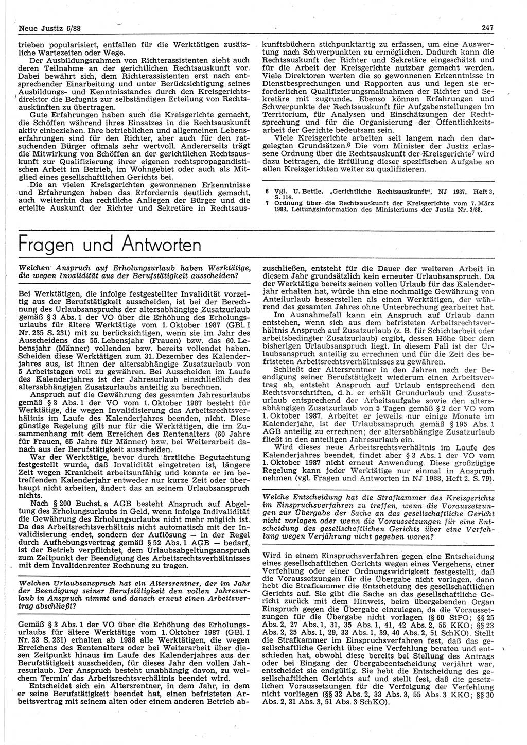 Neue Justiz (NJ), Zeitschrift für sozialistisches Recht und Gesetzlichkeit [Deutsche Demokratische Republik (DDR)], 42. Jahrgang 1988, Seite 247 (NJ DDR 1988, S. 247)