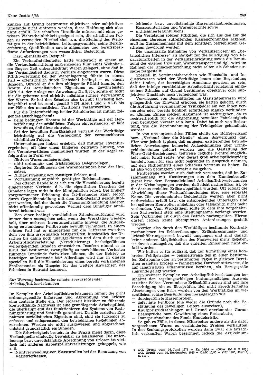 Neue Justiz (NJ), Zeitschrift für sozialistisches Recht und Gesetzlichkeit [Deutsche Demokratische Republik (DDR)], 42. Jahrgang 1988, Seite 249 (NJ DDR 1988, S. 249)