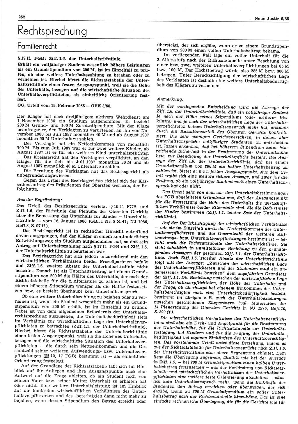 Neue Justiz (NJ), Zeitschrift für sozialistisches Recht und Gesetzlichkeit [Deutsche Demokratische Republik (DDR)], 42. Jahrgang 1988, Seite 252 (NJ DDR 1988, S. 252)