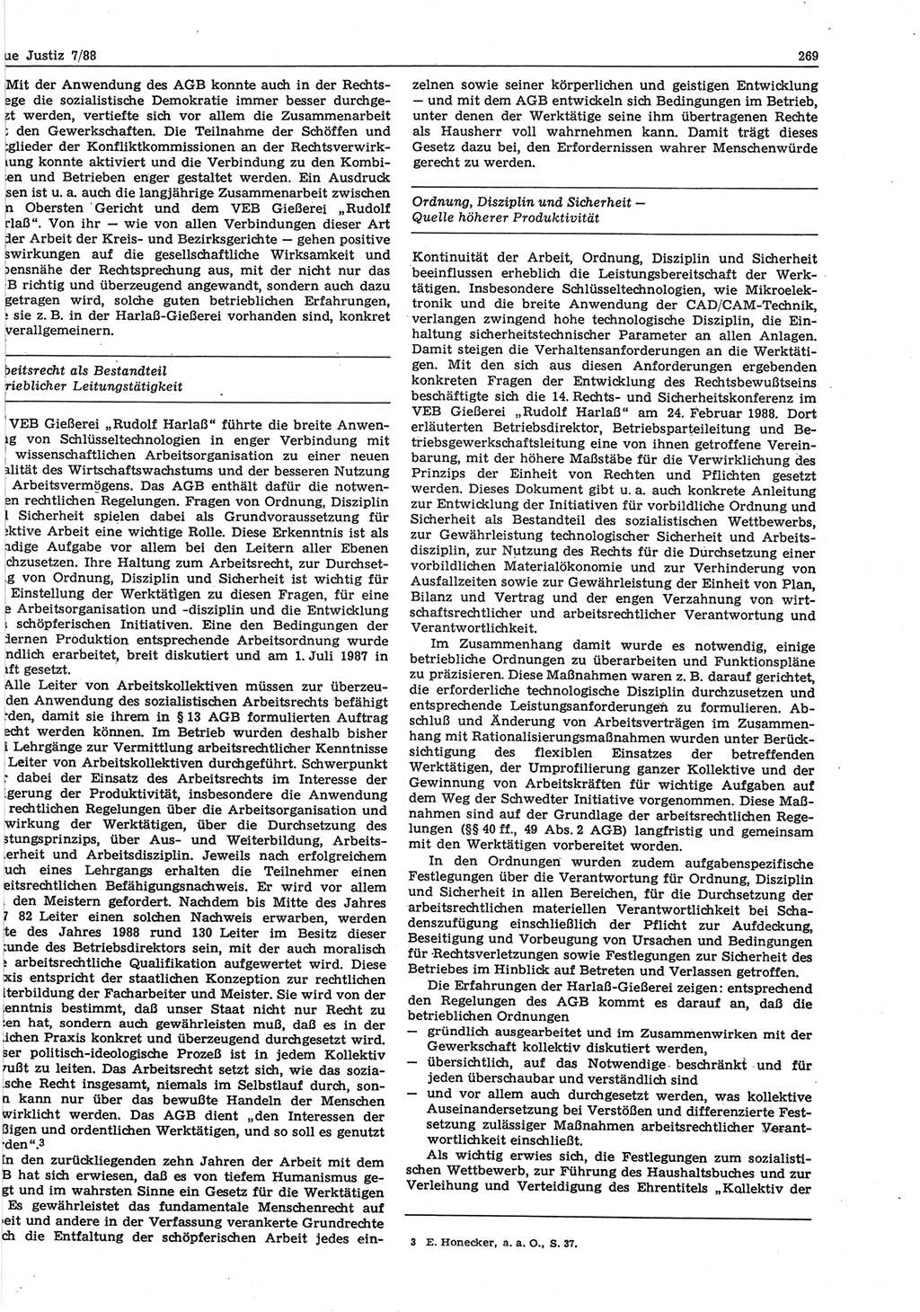 Neue Justiz (NJ), Zeitschrift für sozialistisches Recht und Gesetzlichkeit [Deutsche Demokratische Republik (DDR)], 42. Jahrgang 1988, Seite 269 (NJ DDR 1988, S. 269)