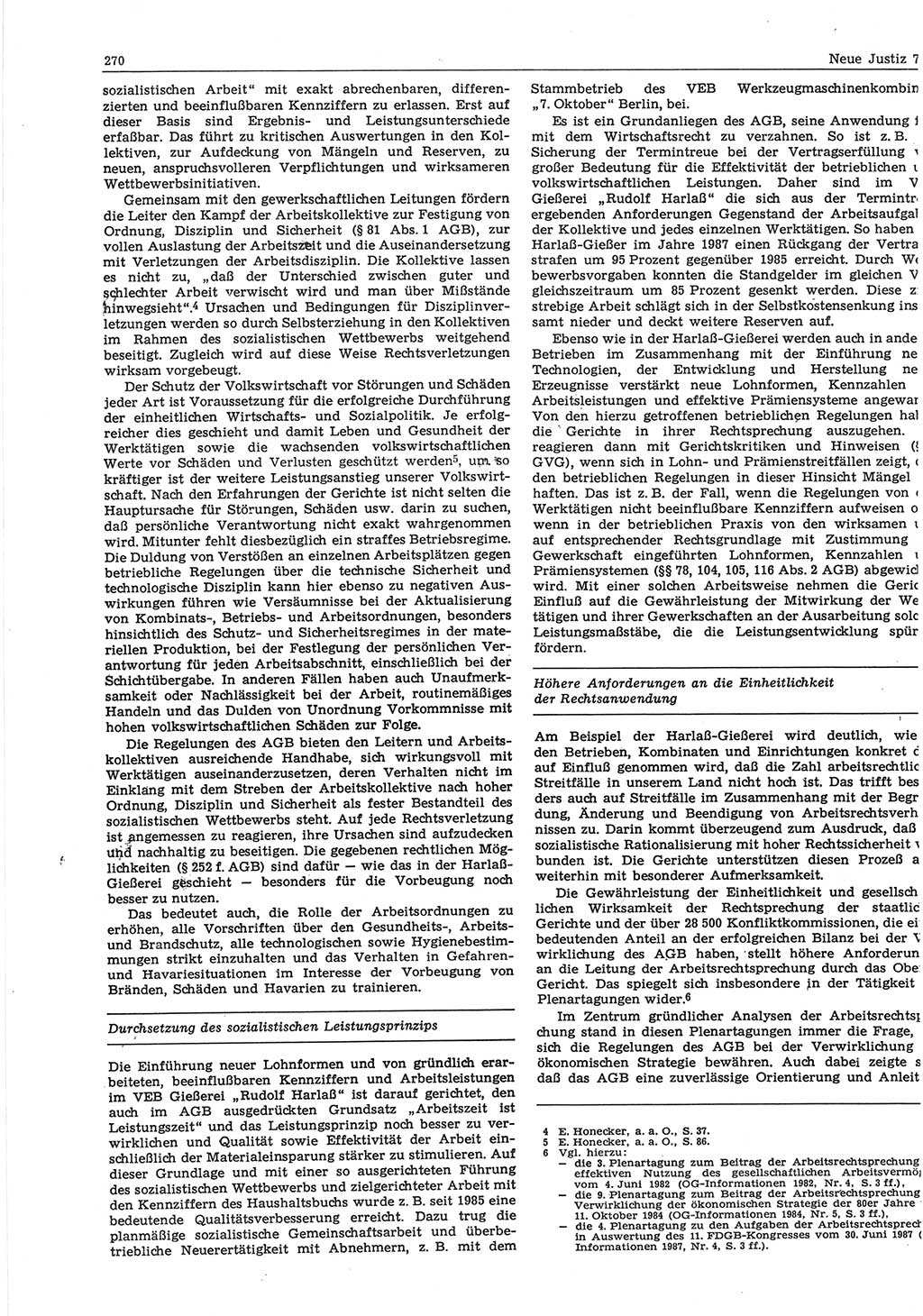 Neue Justiz (NJ), Zeitschrift für sozialistisches Recht und Gesetzlichkeit [Deutsche Demokratische Republik (DDR)], 42. Jahrgang 1988, Seite 270 (NJ DDR 1988, S. 270)
