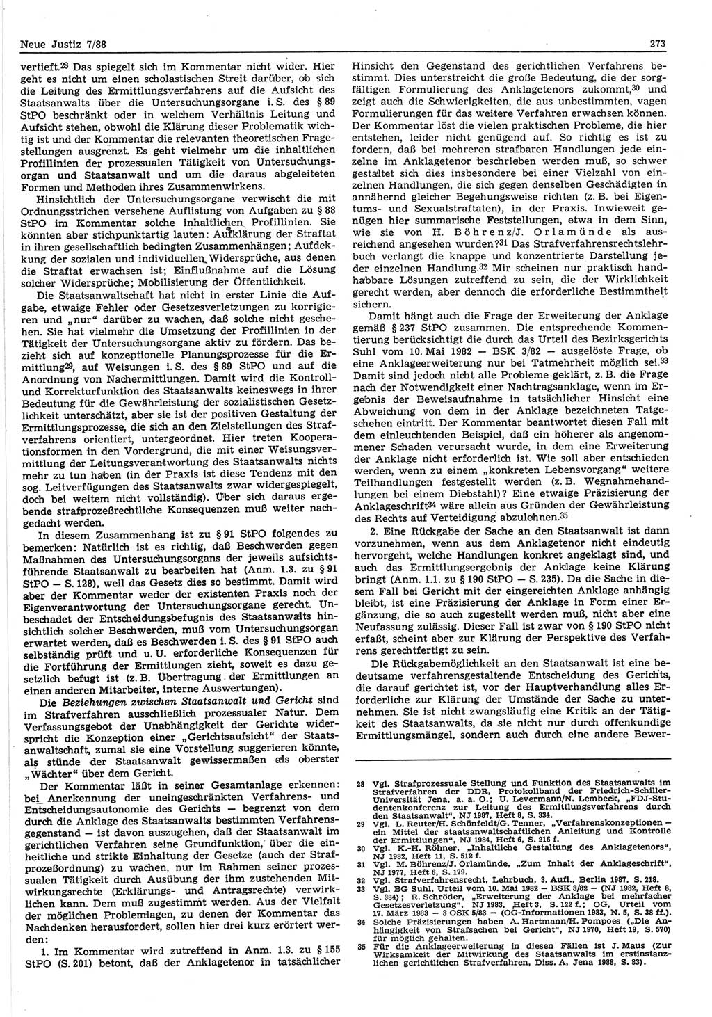 Neue Justiz (NJ), Zeitschrift für sozialistisches Recht und Gesetzlichkeit [Deutsche Demokratische Republik (DDR)], 42. Jahrgang 1988, Seite 273 (NJ DDR 1988, S. 273)