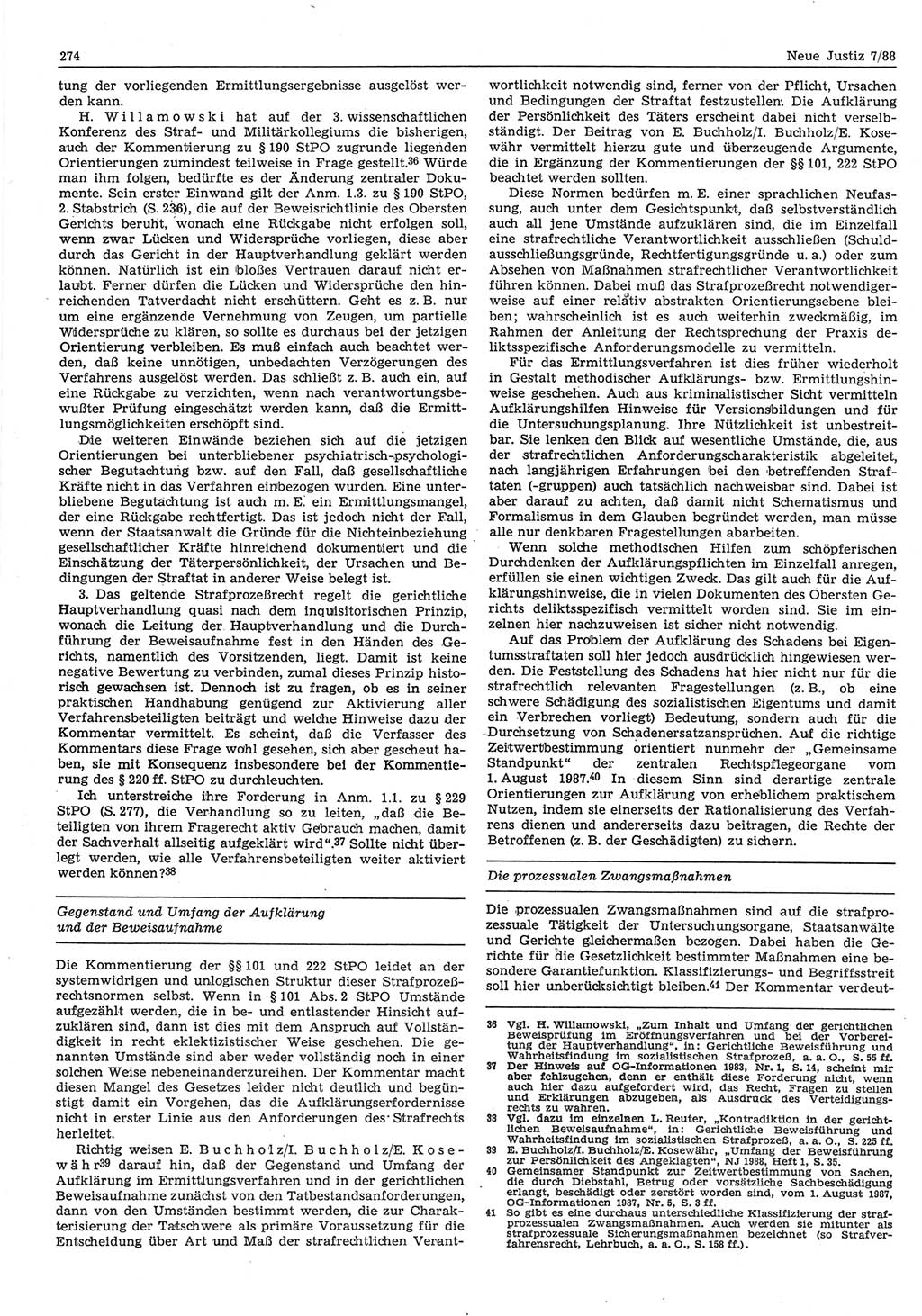 Neue Justiz (NJ), Zeitschrift für sozialistisches Recht und Gesetzlichkeit [Deutsche Demokratische Republik (DDR)], 42. Jahrgang 1988, Seite 274 (NJ DDR 1988, S. 274)