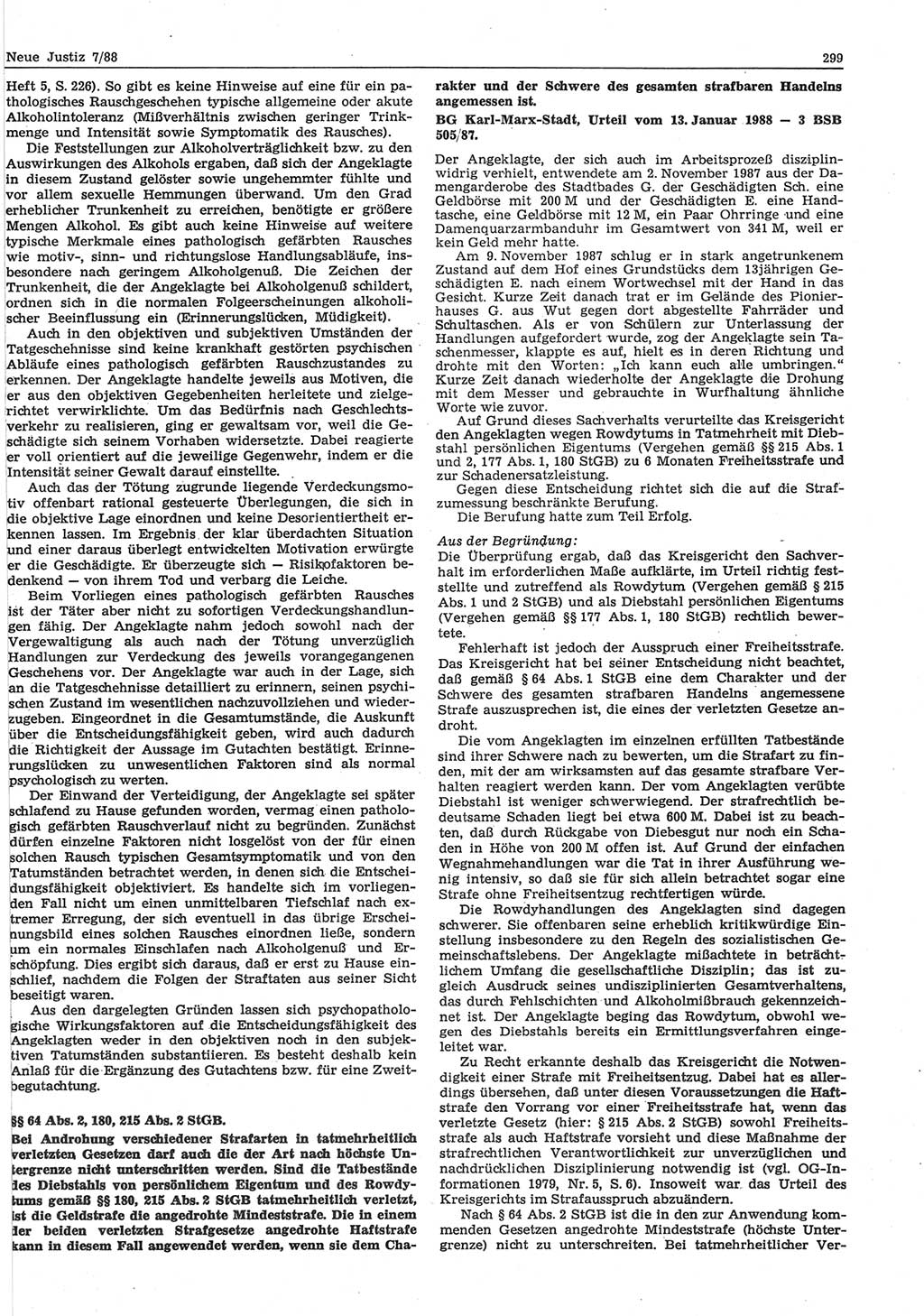 Neue Justiz (NJ), Zeitschrift für sozialistisches Recht und Gesetzlichkeit [Deutsche Demokratische Republik (DDR)], 42. Jahrgang 1988, Seite 299 (NJ DDR 1988, S. 299)