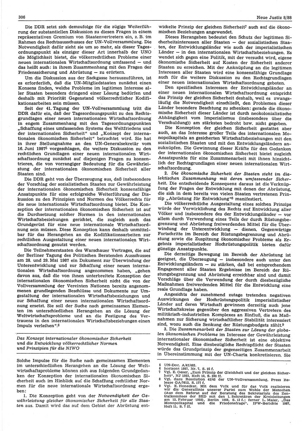 Neue Justiz (NJ), Zeitschrift für sozialistisches Recht und Gesetzlichkeit [Deutsche Demokratische Republik (DDR)], 42. Jahrgang 1988, Seite 306 (NJ DDR 1988, S. 306)