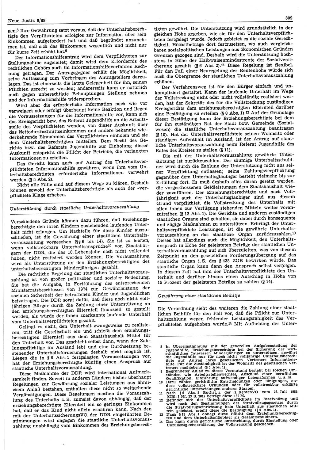 Neue Justiz (NJ), Zeitschrift für sozialistisches Recht und Gesetzlichkeit [Deutsche Demokratische Republik (DDR)], 42. Jahrgang 1988, Seite 309 (NJ DDR 1988, S. 309)