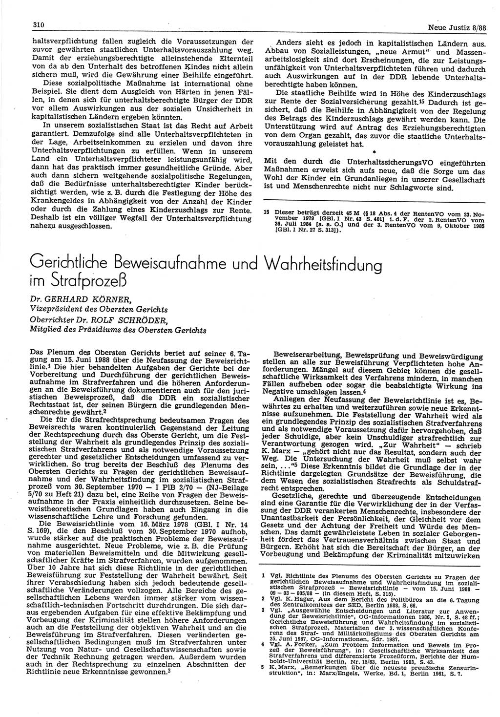 Neue Justiz (NJ), Zeitschrift für sozialistisches Recht und Gesetzlichkeit [Deutsche Demokratische Republik (DDR)], 42. Jahrgang 1988, Seite 310 (NJ DDR 1988, S. 310)