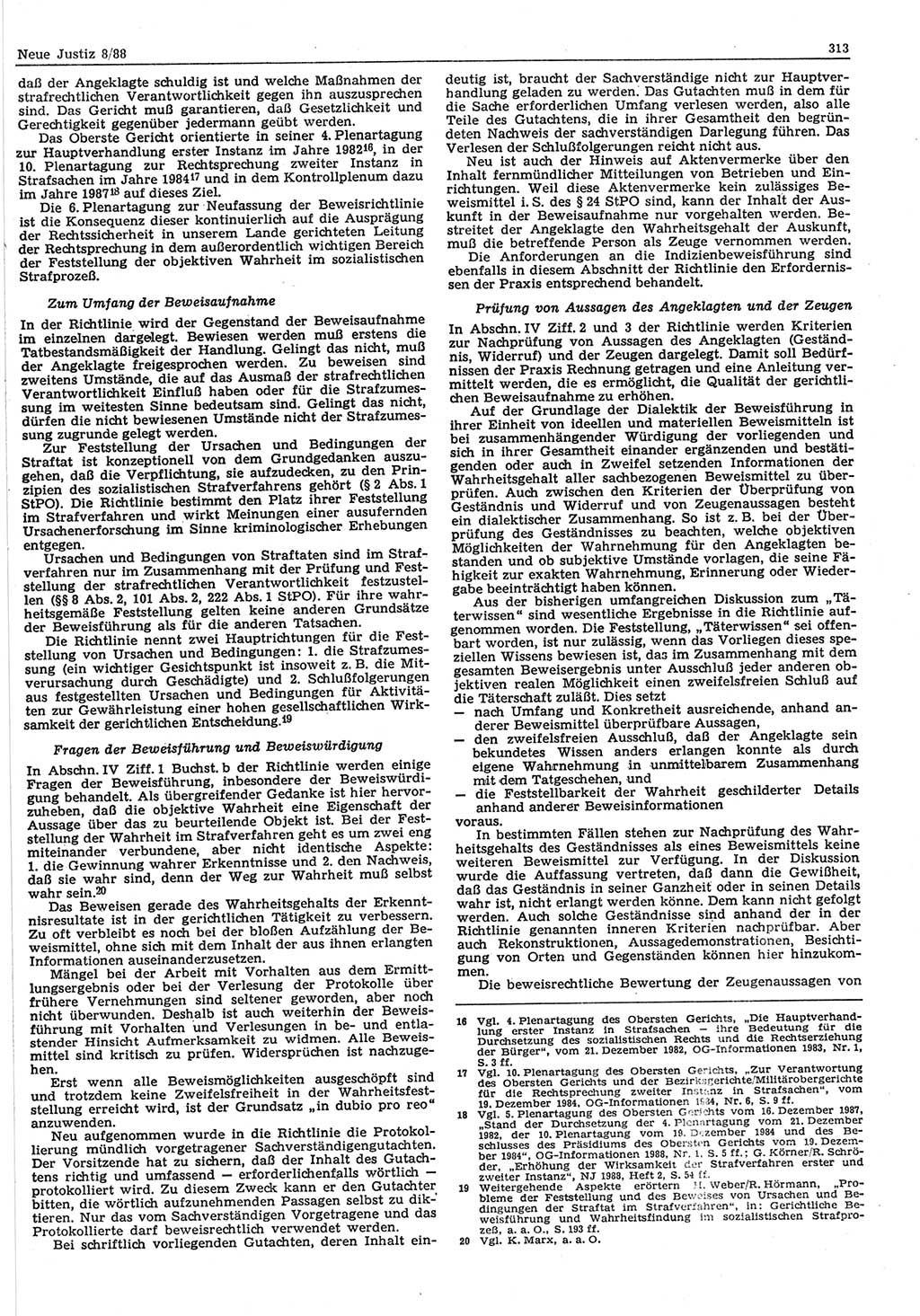 Neue Justiz (NJ), Zeitschrift für sozialistisches Recht und Gesetzlichkeit [Deutsche Demokratische Republik (DDR)], 42. Jahrgang 1988, Seite 313 (NJ DDR 1988, S. 313)