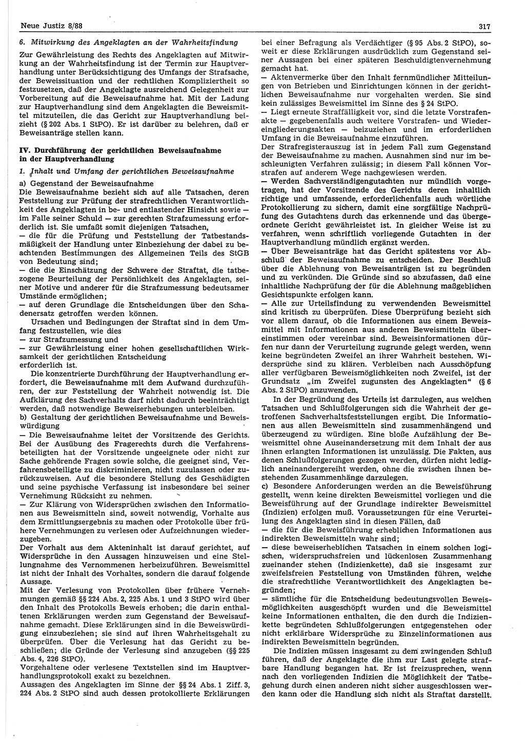 Neue Justiz (NJ), Zeitschrift für sozialistisches Recht und Gesetzlichkeit [Deutsche Demokratische Republik (DDR)], 42. Jahrgang 1988, Seite 317 (NJ DDR 1988, S. 317)