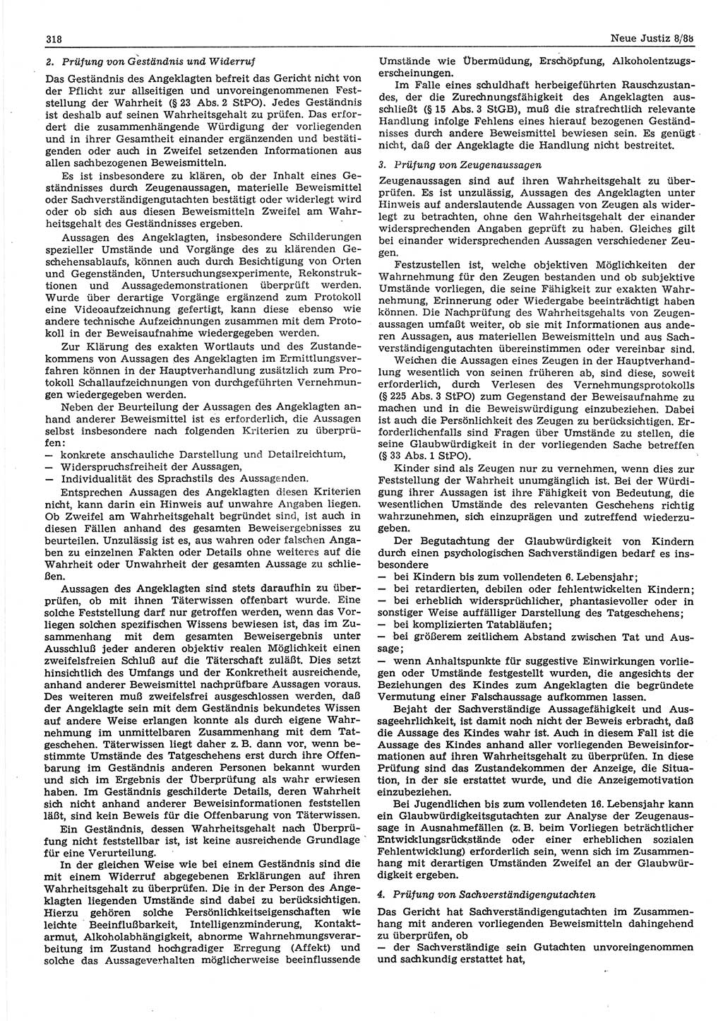 Neue Justiz (NJ), Zeitschrift für sozialistisches Recht und Gesetzlichkeit [Deutsche Demokratische Republik (DDR)], 42. Jahrgang 1988, Seite 318 (NJ DDR 1988, S. 318)