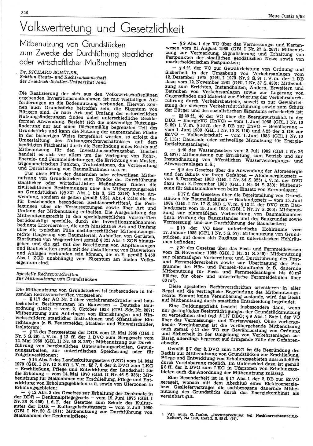 Neue Justiz (NJ), Zeitschrift für sozialistisches Recht und Gesetzlichkeit [Deutsche Demokratische Republik (DDR)], 42. Jahrgang 1988, Seite 326 (NJ DDR 1988, S. 326)