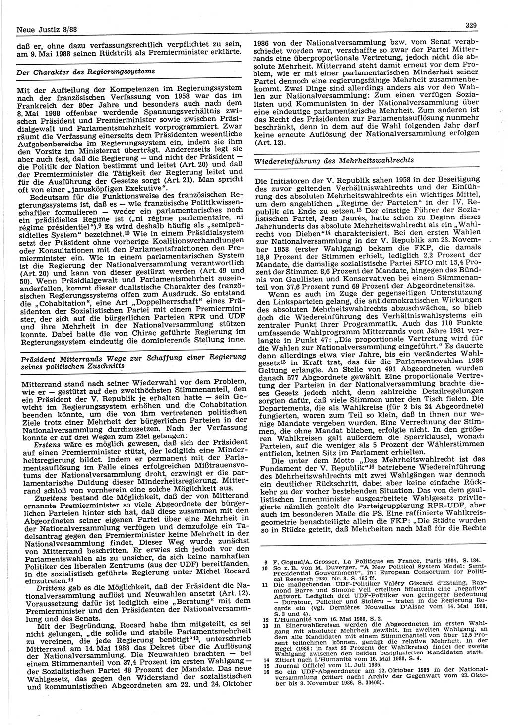 Neue Justiz (NJ), Zeitschrift für sozialistisches Recht und Gesetzlichkeit [Deutsche Demokratische Republik (DDR)], 42. Jahrgang 1988, Seite 329 (NJ DDR 1988, S. 329)