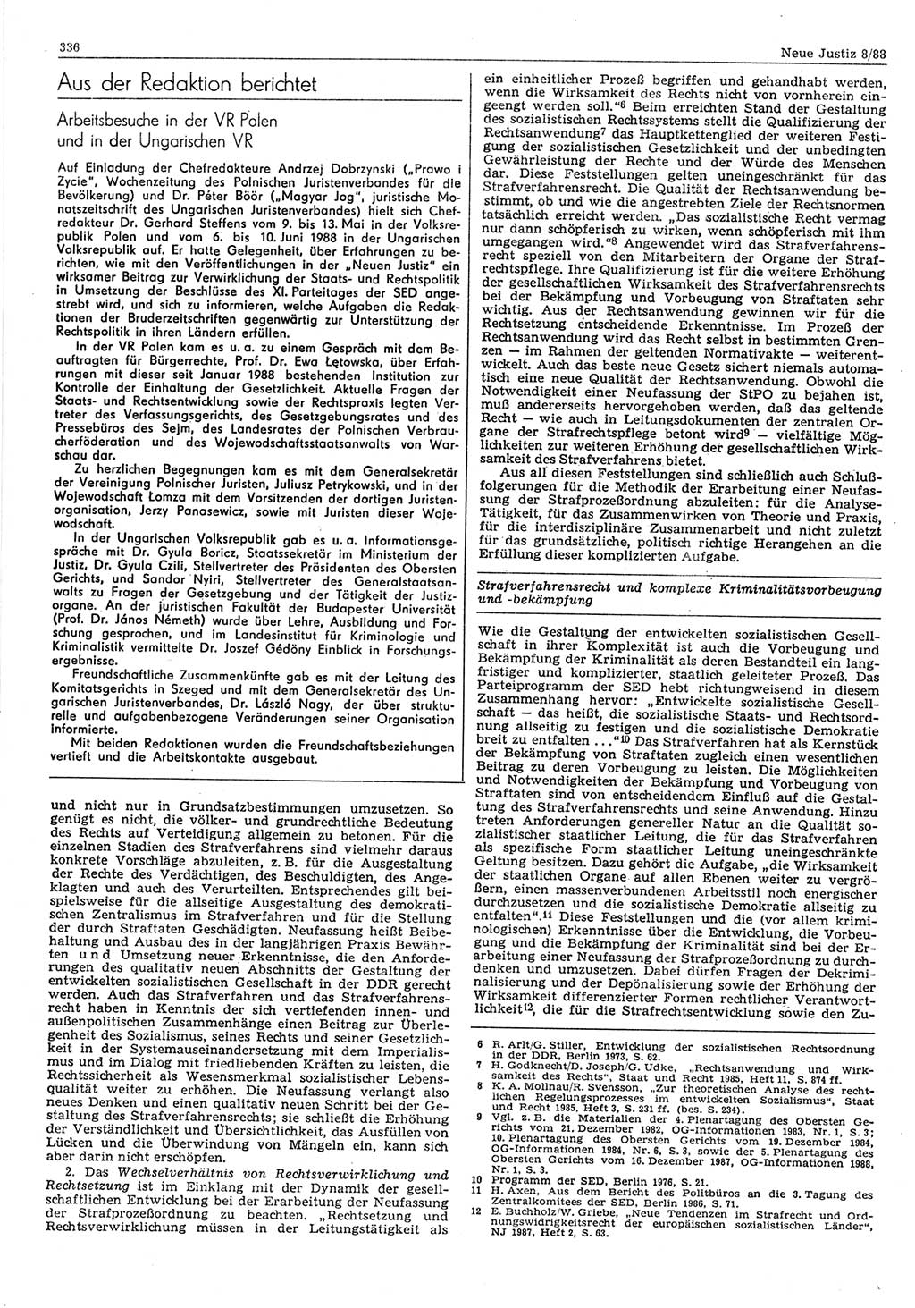 Neue Justiz (NJ), Zeitschrift für sozialistisches Recht und Gesetzlichkeit [Deutsche Demokratische Republik (DDR)], 42. Jahrgang 1988, Seite 336 (NJ DDR 1988, S. 336)