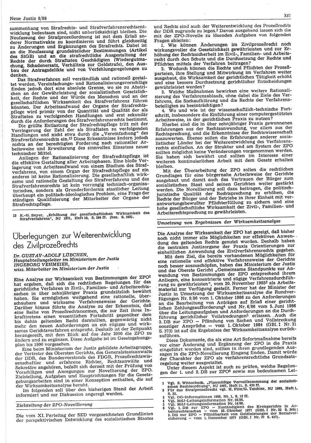 Neue Justiz (NJ), Zeitschrift für sozialistisches Recht und Gesetzlichkeit [Deutsche Demokratische Republik (DDR)], 42. Jahrgang 1988, Seite 337 (NJ DDR 1988, S. 337)