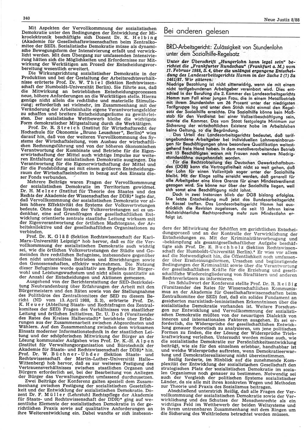 Neue Justiz (NJ), Zeitschrift für sozialistisches Recht und Gesetzlichkeit [Deutsche Demokratische Republik (DDR)], 42. Jahrgang 1988, Seite 340 (NJ DDR 1988, S. 340)