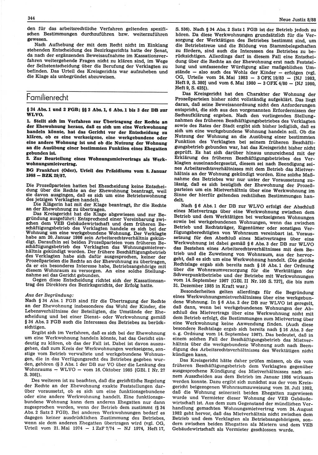 Neue Justiz (NJ), Zeitschrift für sozialistisches Recht und Gesetzlichkeit [Deutsche Demokratische Republik (DDR)], 42. Jahrgang 1988, Seite 344 (NJ DDR 1988, S. 344)