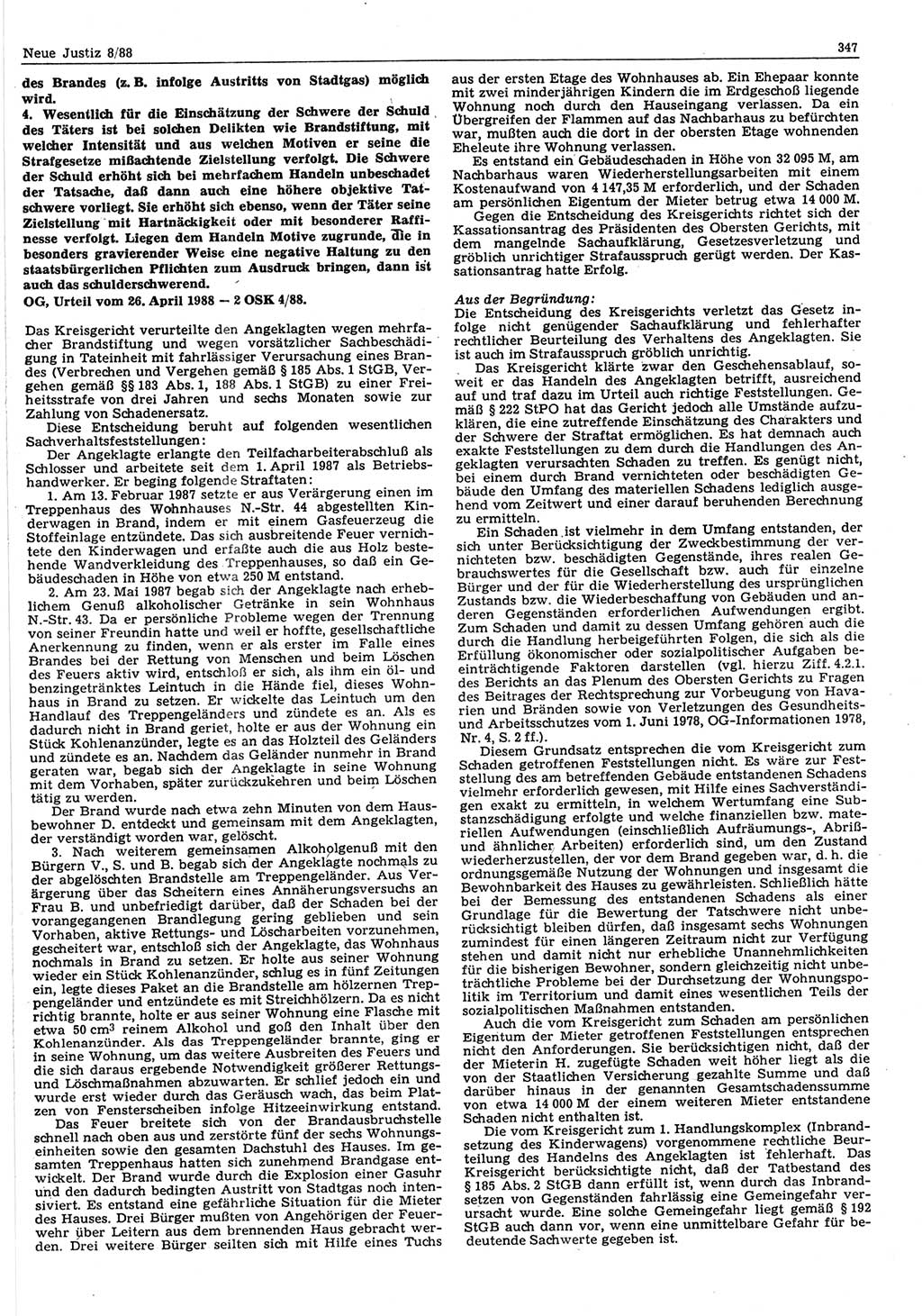 Neue Justiz (NJ), Zeitschrift für sozialistisches Recht und Gesetzlichkeit [Deutsche Demokratische Republik (DDR)], 42. Jahrgang 1988, Seite 347 (NJ DDR 1988, S. 347)