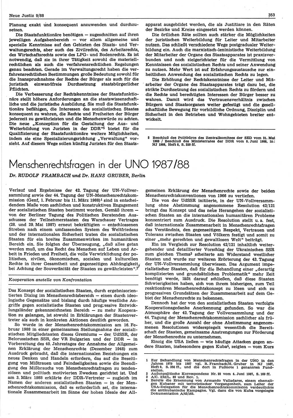 Neue Justiz (NJ), Zeitschrift für sozialistisches Recht und Gesetzlichkeit [Deutsche Demokratische Republik (DDR)], 42. Jahrgang 1988, Seite 353 (NJ DDR 1988, S. 353)