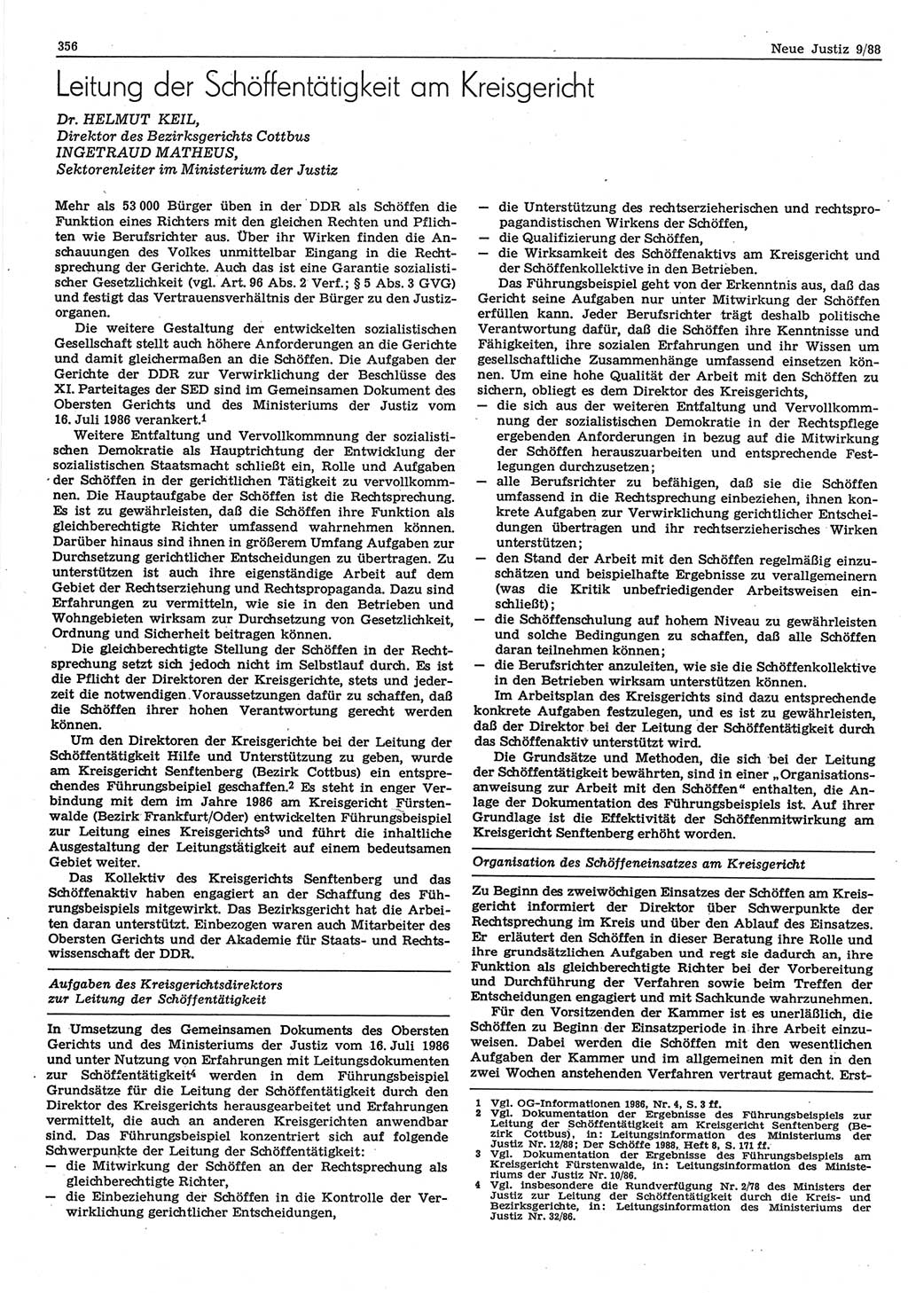 Neue Justiz (NJ), Zeitschrift für sozialistisches Recht und Gesetzlichkeit [Deutsche Demokratische Republik (DDR)], 42. Jahrgang 1988, Seite 356 (NJ DDR 1988, S. 356)