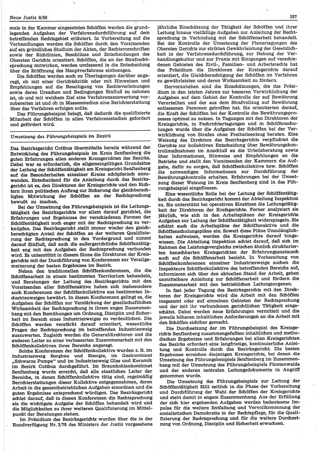 Neue Justiz (NJ), Zeitschrift für sozialistisches Recht und Gesetzlichkeit [Deutsche Demokratische Republik (DDR)], 42. Jahrgang 1988, Seite 357 (NJ DDR 1988, S. 357)
