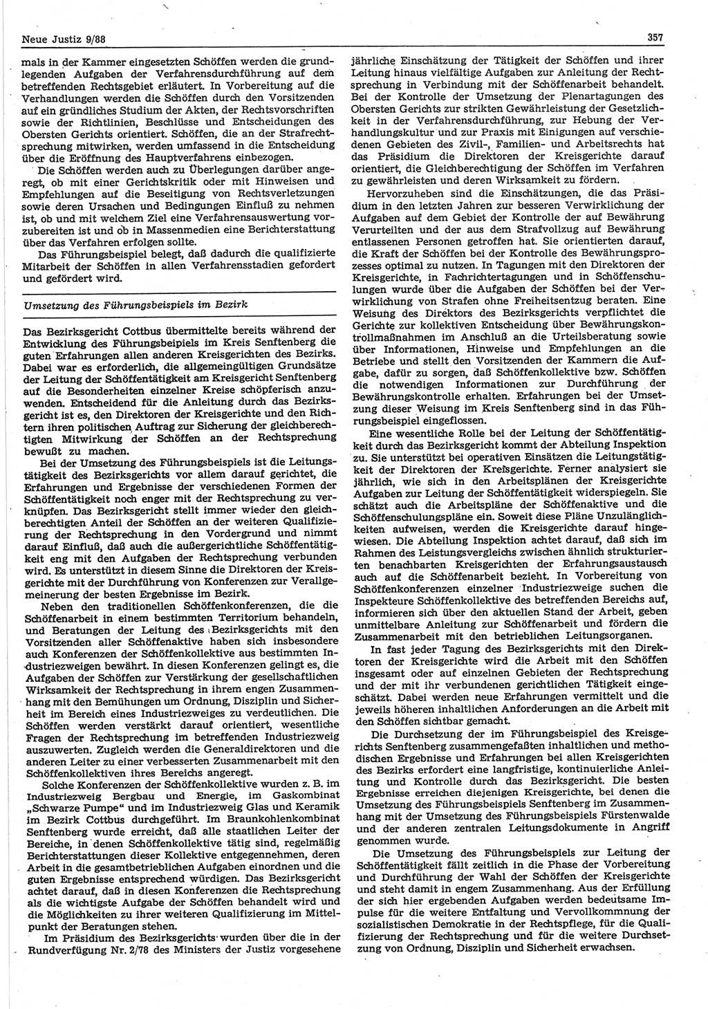 Neue Justiz (NJ), Zeitschrift für sozialistisches Recht und Gesetzlichkeit [Deutsche Demokratische Republik (DDR)], 42. Jahrgang 1988, Seite 357 (NJ DDR 1988, S. 357)