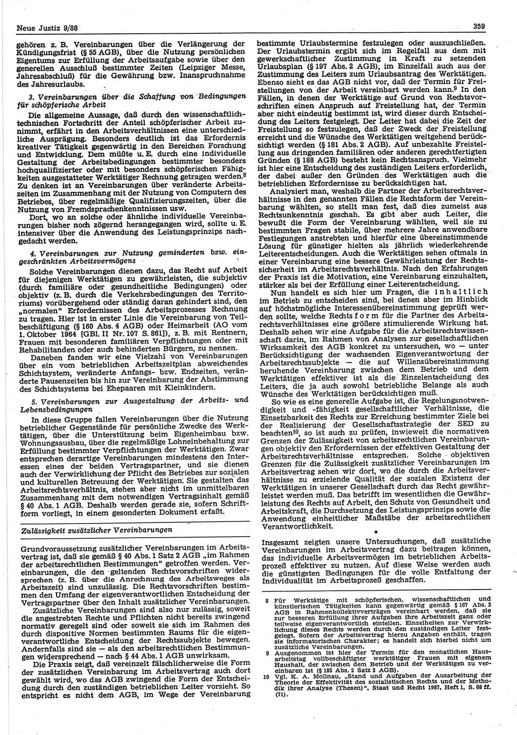 Neue Justiz (NJ), Zeitschrift für sozialistisches Recht und Gesetzlichkeit [Deutsche Demokratische Republik (DDR)], 42. Jahrgang 1988, Seite 359 (NJ DDR 1988, S. 359)
