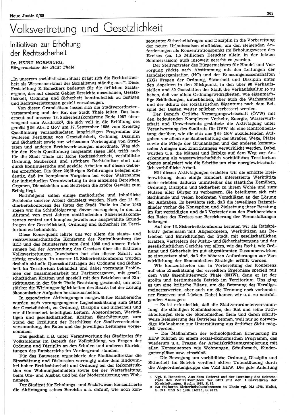 Neue Justiz (NJ), Zeitschrift für sozialistisches Recht und Gesetzlichkeit [Deutsche Demokratische Republik (DDR)], 42. Jahrgang 1988, Seite 363 (NJ DDR 1988, S. 363)