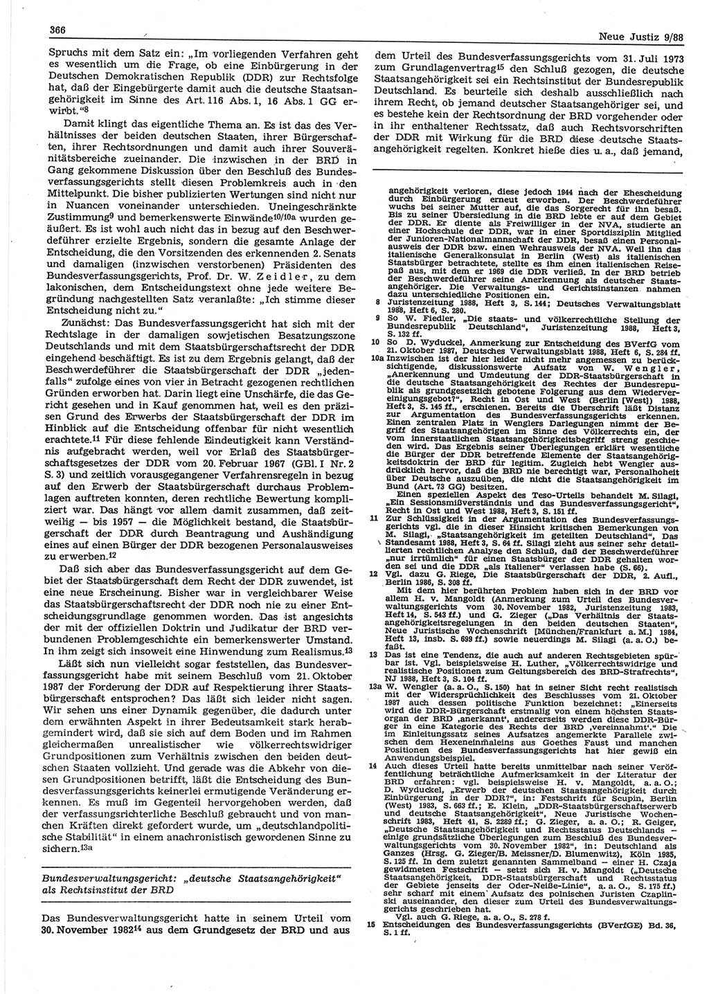 Neue Justiz (NJ), Zeitschrift für sozialistisches Recht und Gesetzlichkeit [Deutsche Demokratische Republik (DDR)], 42. Jahrgang 1988, Seite 366 (NJ DDR 1988, S. 366)