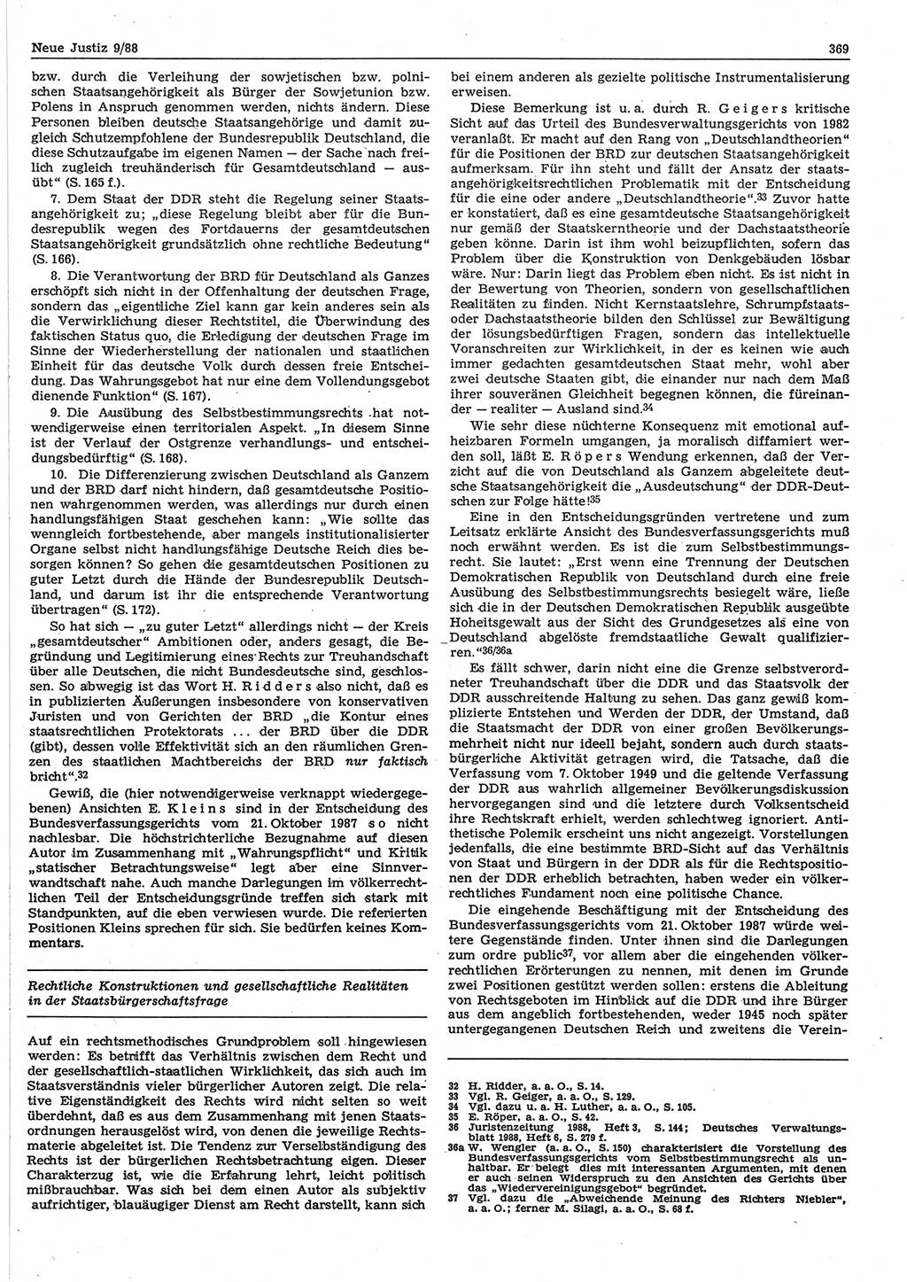 Neue Justiz (NJ), Zeitschrift für sozialistisches Recht und Gesetzlichkeit [Deutsche Demokratische Republik (DDR)], 42. Jahrgang 1988, Seite 369 (NJ DDR 1988, S. 369)