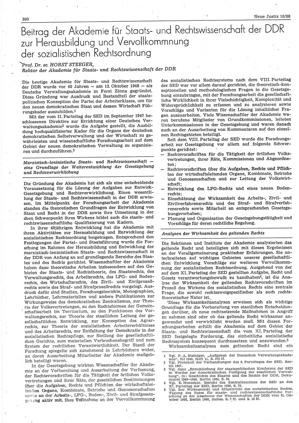 Neue Justiz (NJ), Zeitschrift für sozialistisches Recht und Gesetzlichkeit [Deutsche Demokratische Republik (DDR)], 42. Jahrgang 1988, Seite 390 (NJ DDR 1988, S. 390)