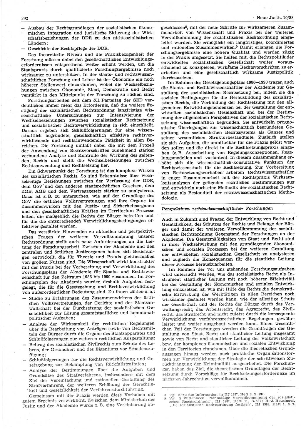 Neue Justiz (NJ), Zeitschrift für sozialistisches Recht und Gesetzlichkeit [Deutsche Demokratische Republik (DDR)], 42. Jahrgang 1988, Seite 392 (NJ DDR 1988, S. 392)