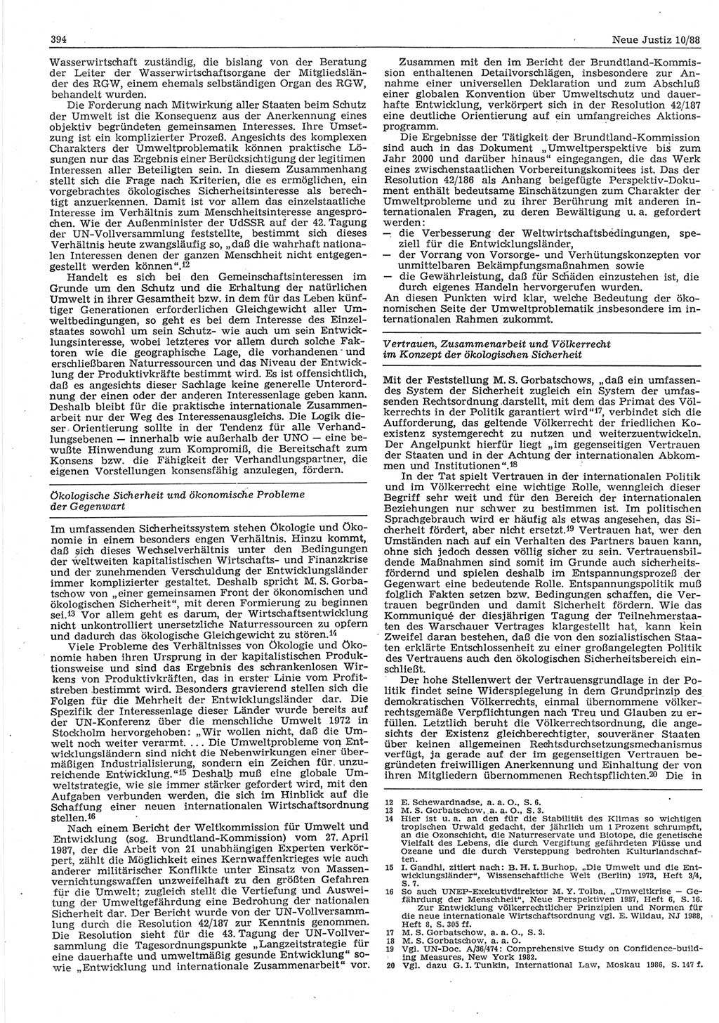 Neue Justiz (NJ), Zeitschrift für sozialistisches Recht und Gesetzlichkeit [Deutsche Demokratische Republik (DDR)], 42. Jahrgang 1988, Seite 394 (NJ DDR 1988, S. 394)