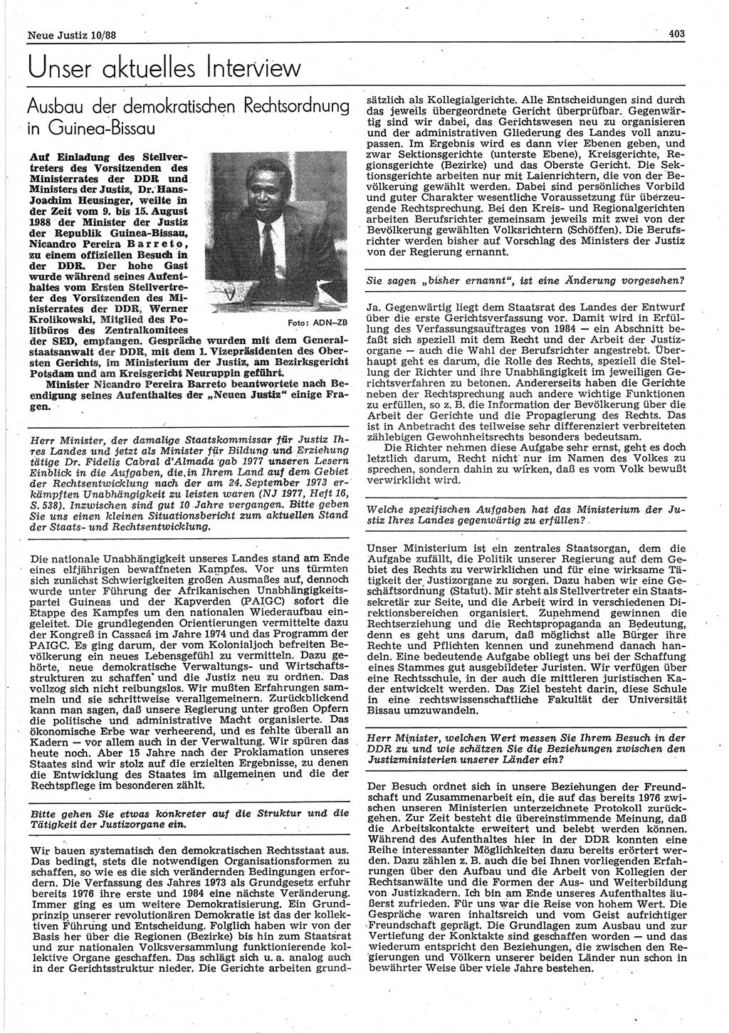 Neue Justiz (NJ), Zeitschrift für sozialistisches Recht und Gesetzlichkeit [Deutsche Demokratische Republik (DDR)], 42. Jahrgang 1988, Seite 403 (NJ DDR 1988, S. 403)