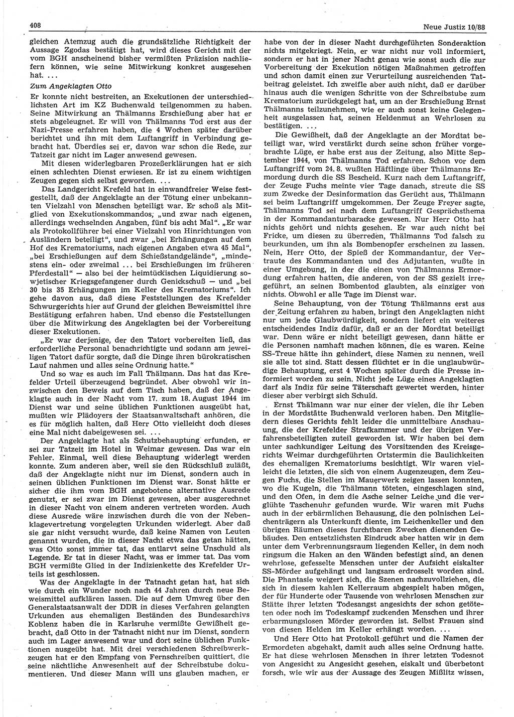 Neue Justiz (NJ), Zeitschrift für sozialistisches Recht und Gesetzlichkeit [Deutsche Demokratische Republik (DDR)], 42. Jahrgang 1988, Seite 408 (NJ DDR 1988, S. 408)