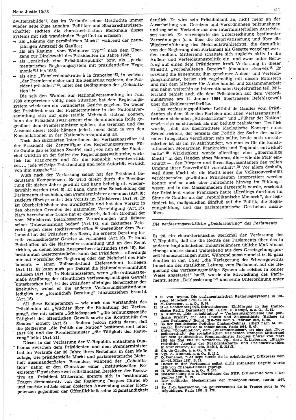 Neue Justiz (NJ), Zeitschrift für sozialistisches Recht und Gesetzlichkeit [Deutsche Demokratische Republik (DDR)], 42. Jahrgang 1988, Seite 411 (NJ DDR 1988, S. 411)