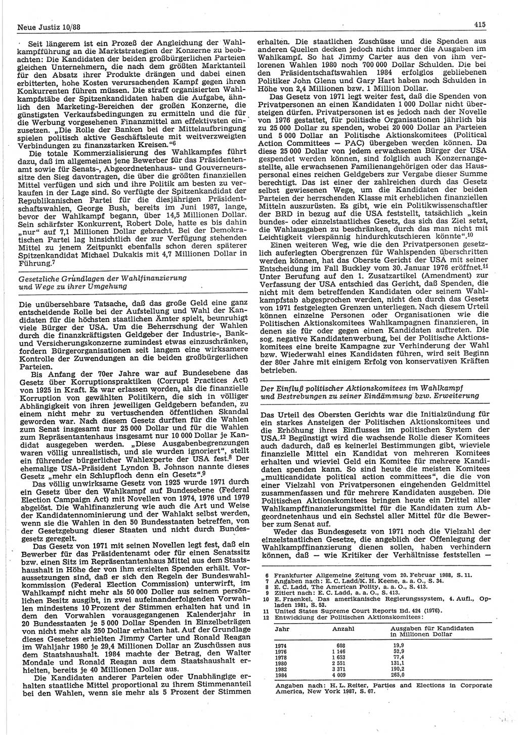 Neue Justiz (NJ), Zeitschrift für sozialistisches Recht und Gesetzlichkeit [Deutsche Demokratische Republik (DDR)], 42. Jahrgang 1988, Seite 415 (NJ DDR 1988, S. 415)