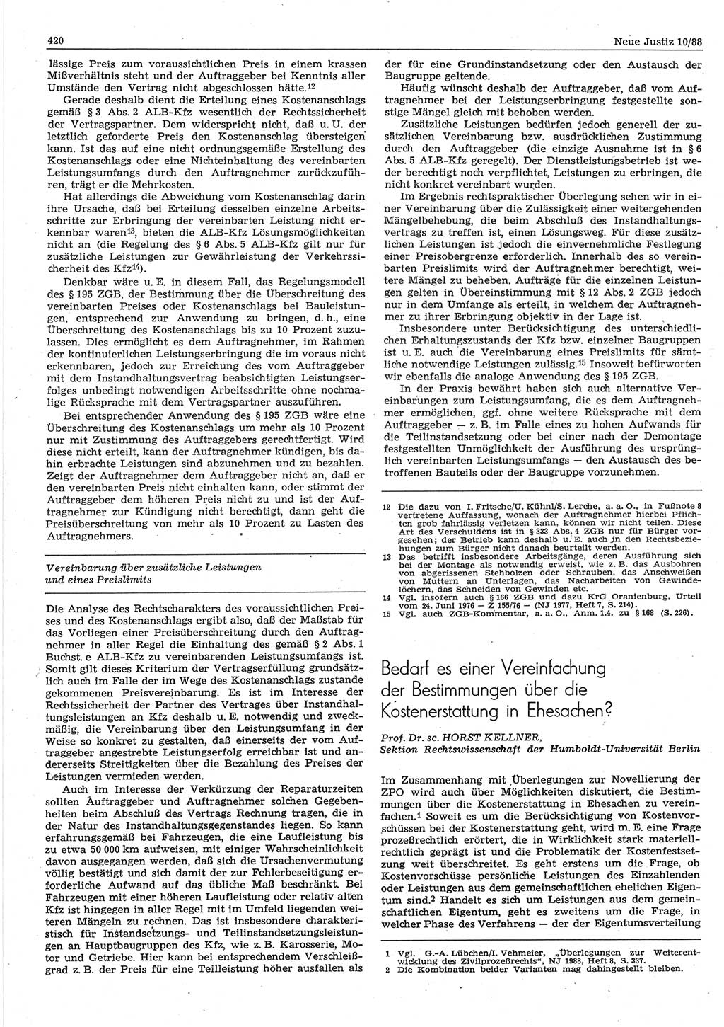 Neue Justiz (NJ), Zeitschrift für sozialistisches Recht und Gesetzlichkeit [Deutsche Demokratische Republik (DDR)], 42. Jahrgang 1988, Seite 420 (NJ DDR 1988, S. 420)