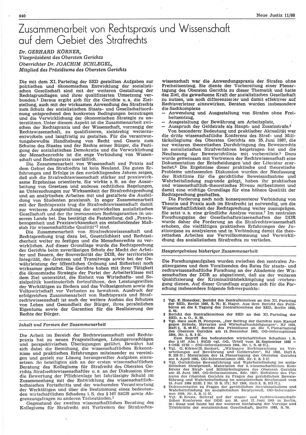 Neue Justiz (NJ), Zeitschrift für sozialistisches Recht und Gesetzlichkeit [Deutsche Demokratische Republik (DDR)], 42. Jahrgang 1988, Seite 440 (NJ DDR 1988, S. 440)