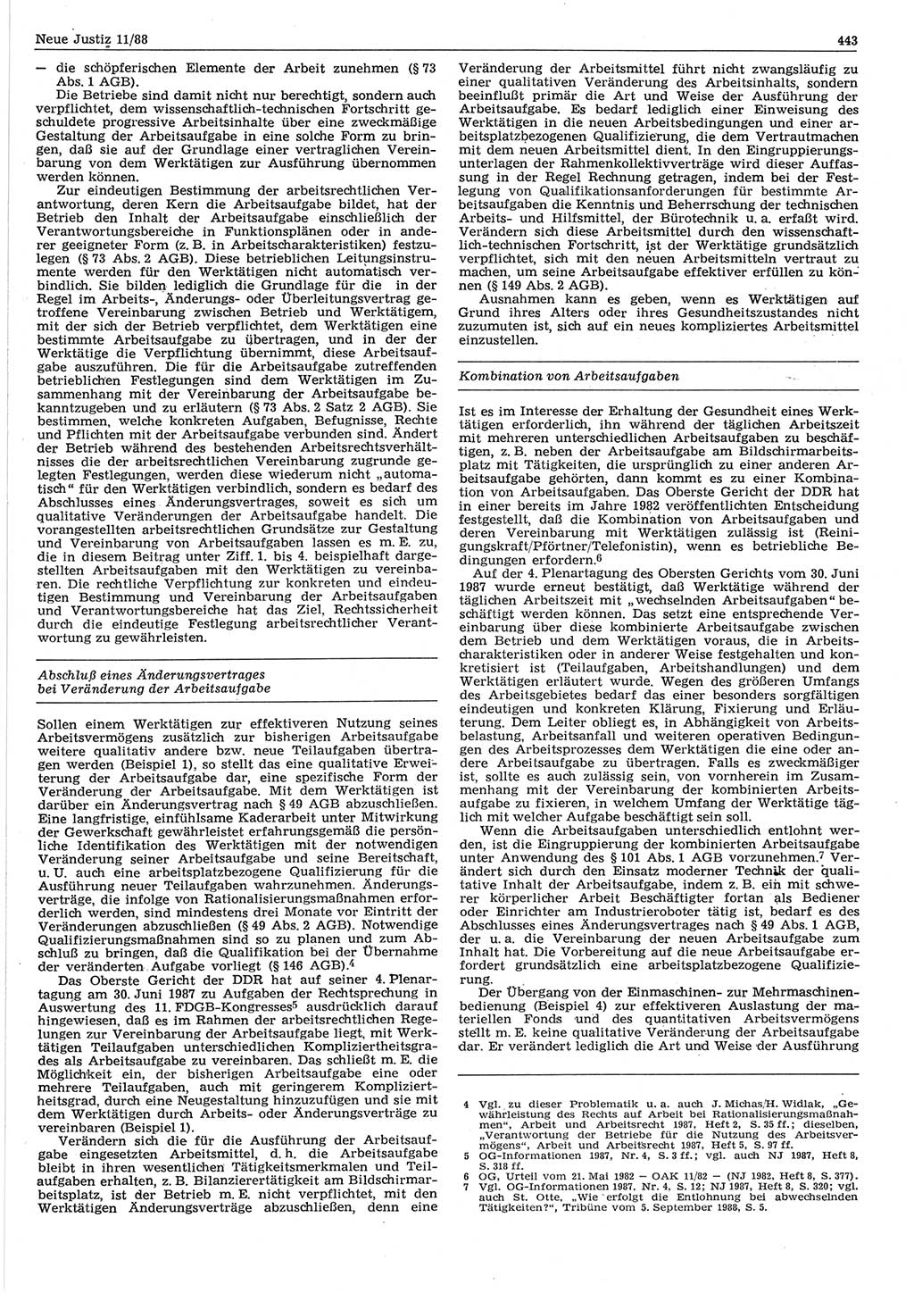 Neue Justiz (NJ), Zeitschrift für sozialistisches Recht und Gesetzlichkeit [Deutsche Demokratische Republik (DDR)], 42. Jahrgang 1988, Seite 443 (NJ DDR 1988, S. 443)