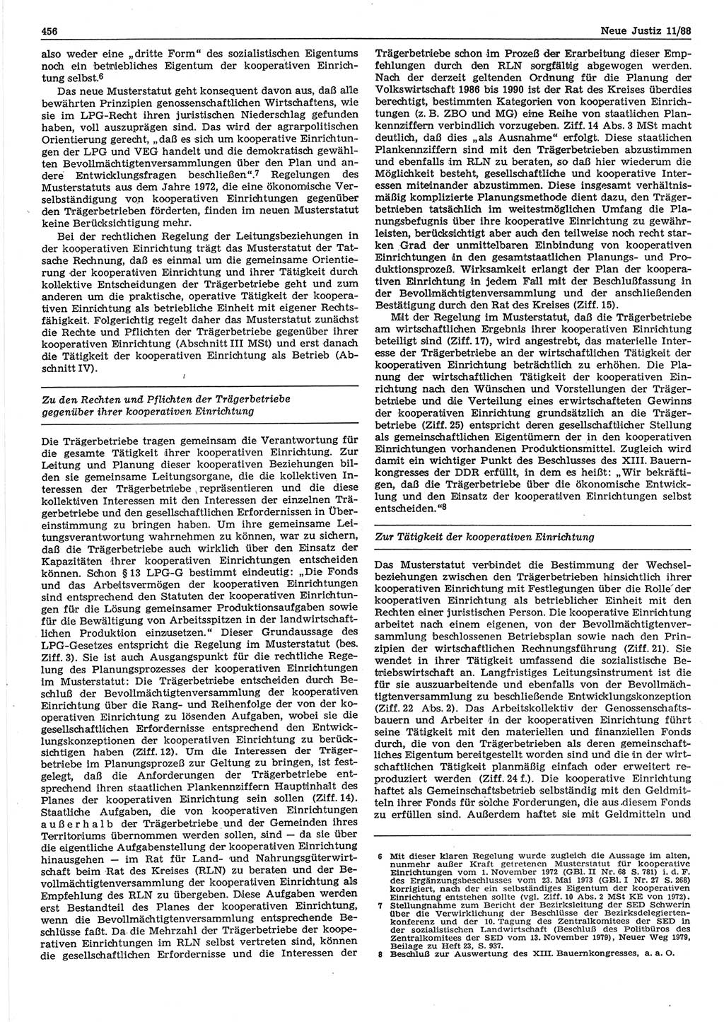 Neue Justiz (NJ), Zeitschrift für sozialistisches Recht und Gesetzlichkeit [Deutsche Demokratische Republik (DDR)], 42. Jahrgang 1988, Seite 456 (NJ DDR 1988, S. 456)