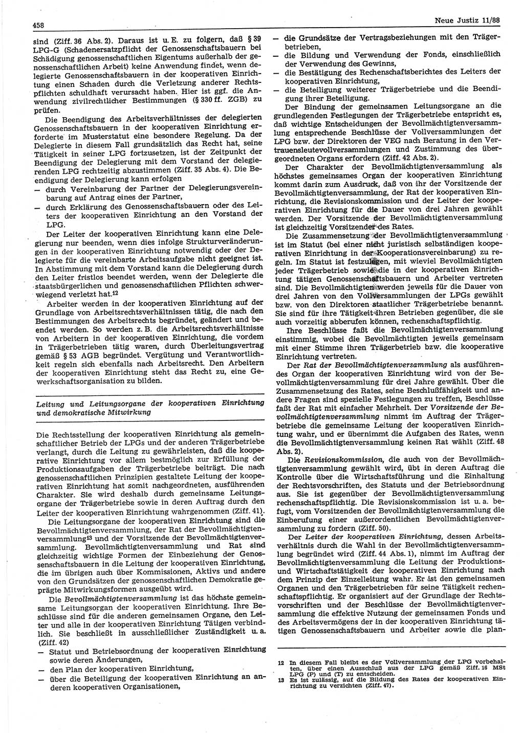 Neue Justiz (NJ), Zeitschrift für sozialistisches Recht und Gesetzlichkeit [Deutsche Demokratische Republik (DDR)], 42. Jahrgang 1988, Seite 458 (NJ DDR 1988, S. 458)