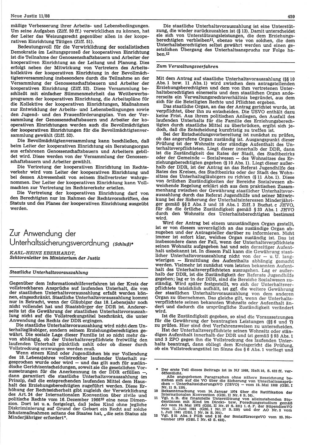Neue Justiz (NJ), Zeitschrift für sozialistisches Recht und Gesetzlichkeit [Deutsche Demokratische Republik (DDR)], 42. Jahrgang 1988, Seite 459 (NJ DDR 1988, S. 459)