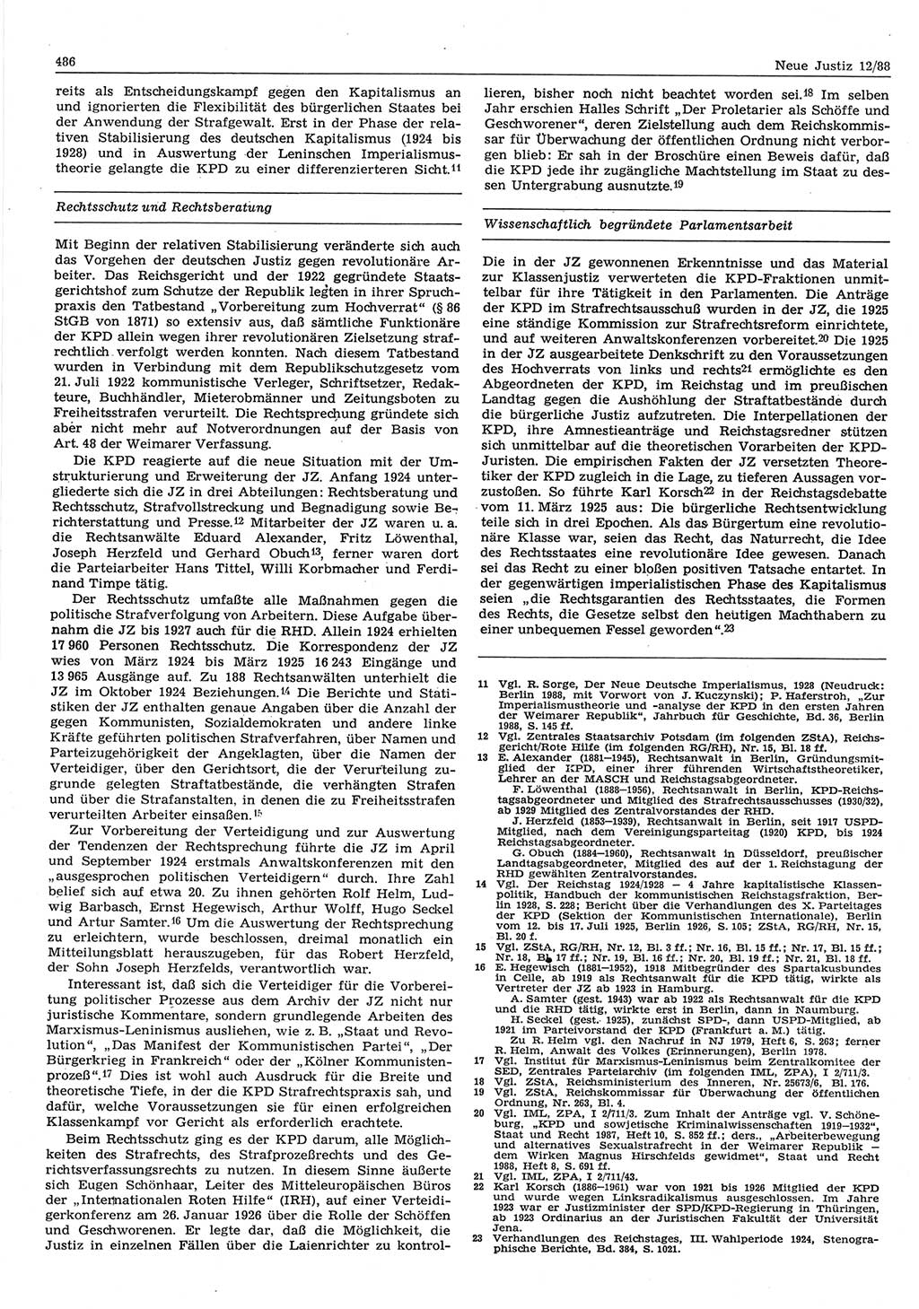 Neue Justiz (NJ), Zeitschrift für sozialistisches Recht und Gesetzlichkeit [Deutsche Demokratische Republik (DDR)], 42. Jahrgang 1988, Seite 486 (NJ DDR 1988, S. 486)